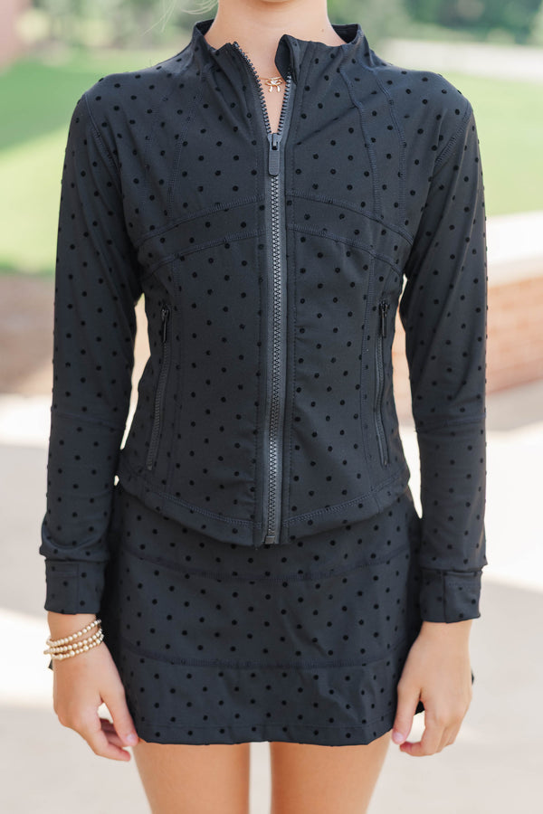 Girls: Sharing Stories Black Polka Dot Cropped Jacket