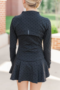 Girls: Sharing Stories Black Polka Dot Cropped Jacket