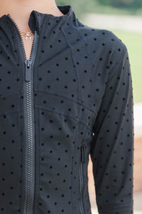 Girls: Sharing Stories Black Polka Dot Cropped Jacket
