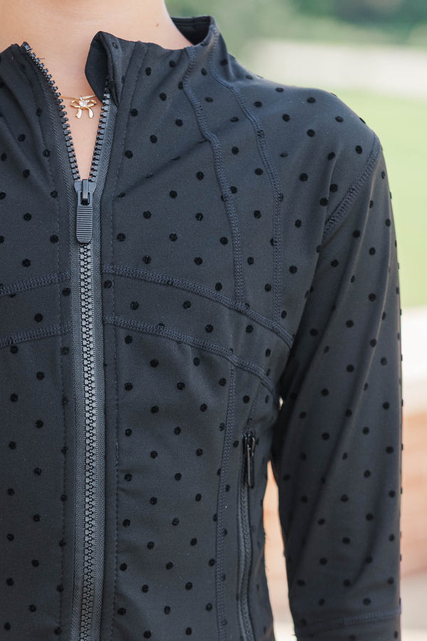 Girls: Sharing Stories Black Polka Dot Cropped Jacket