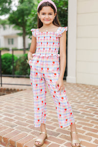 Girls: All For You Blue Smocked Jumpsuit