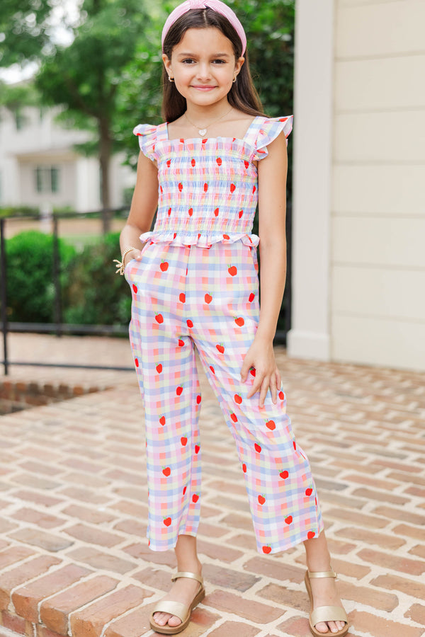 Girls: All For You Blue Smocked Jumpsuit