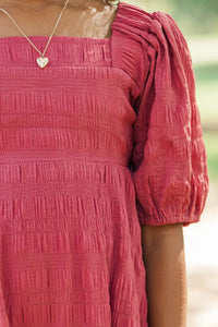 Girls: Think About It Mauve Textured Midi Dress