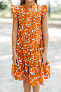 Girls: Make It Your Own Brown Floral Midi Dress