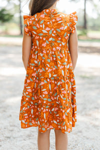 Girls: Make It Your Own Brown Floral Midi Dress
