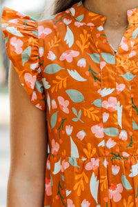 Girls: Make It Your Own Brown Floral Midi Dress