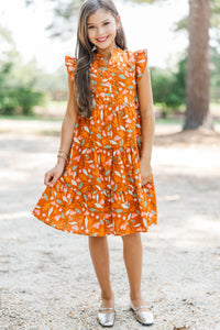 Girls: Make It Your Own Brown Floral Midi Dress
