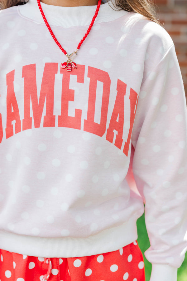 Girls: Best Friends Forever Red Polka Dot Reversible Sweatshirt