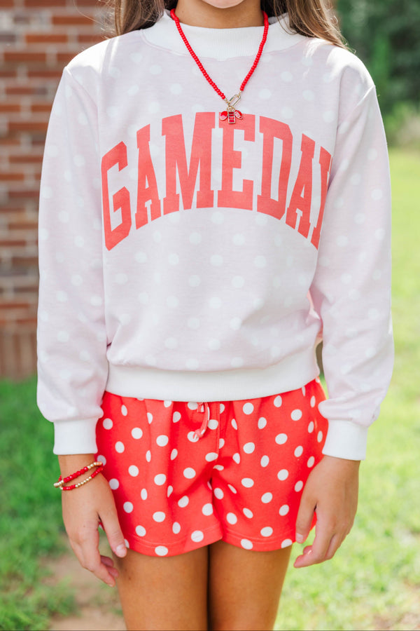 Girls: Best Friends Forever Red Polka Dot Reversible Sweatshirt