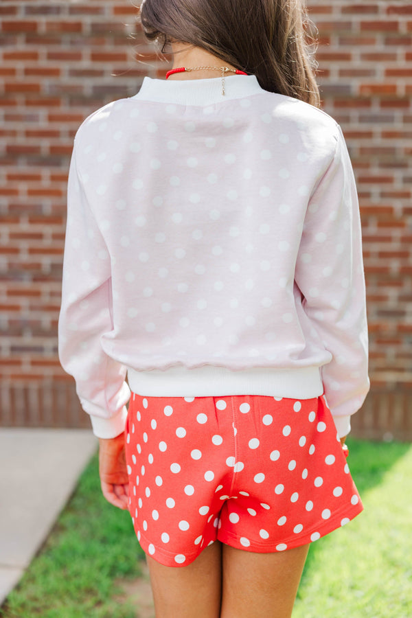 Girls: Best Friends Forever Red Polka Dot Reversible Sweatshirt