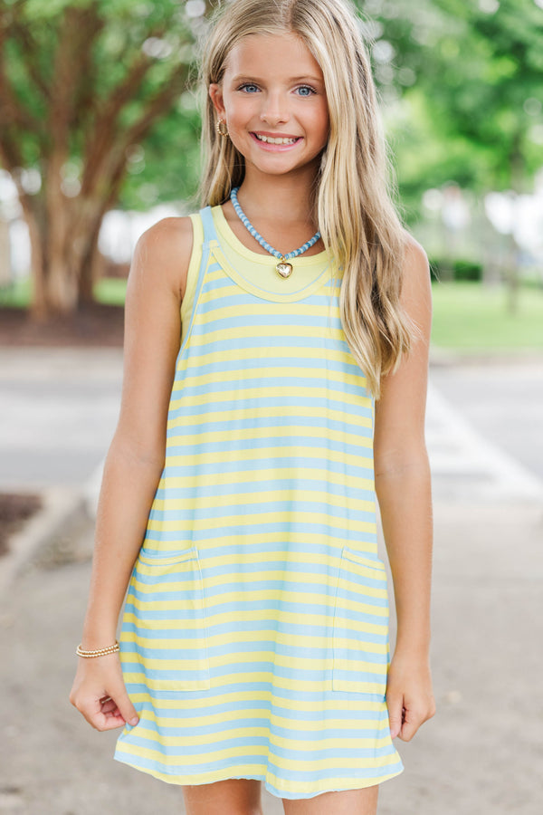 Girls: Moving And Grooving Yellow Stripe Romper