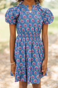 Girls: Let's Get Going Navy Medallion Dress