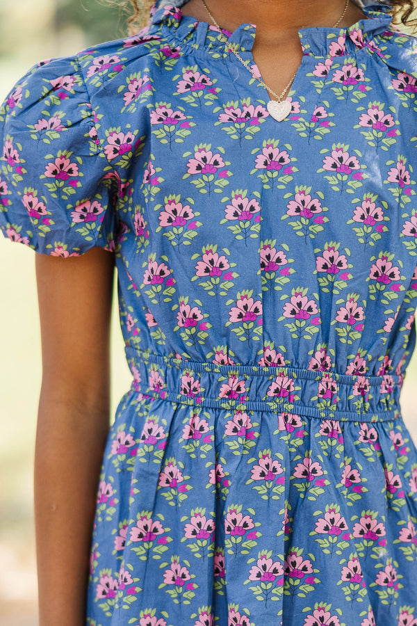 Girls: Let's Get Going Navy Medallion Dress