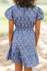 Girls: Let's Get Going Navy Medallion Dress