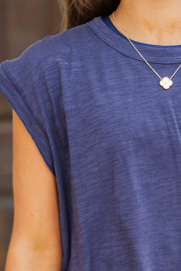 Girls: Easy Go-To Navy Blue Tee