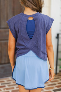 Girls: Easy Go-To Navy Blue Tee