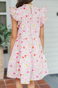Girls: Sweet Nature Light Pink Apples & Bows Babydoll Dress