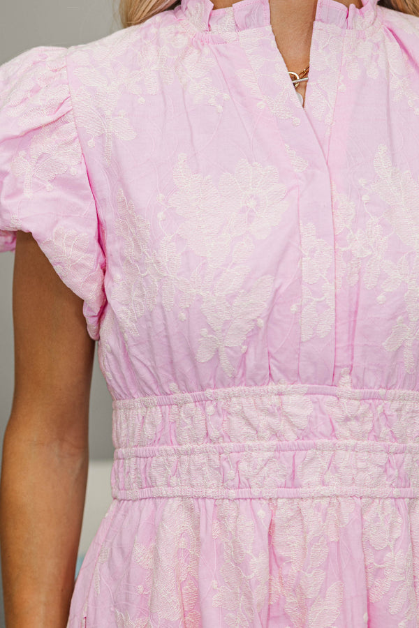 NURSING COLLECTION: Let's Get Going Pink Embroidered Dress