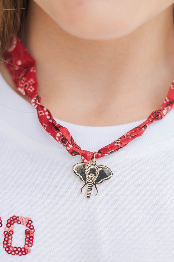 Girls: Loud And Proud Burgundy Elephant Necklace
