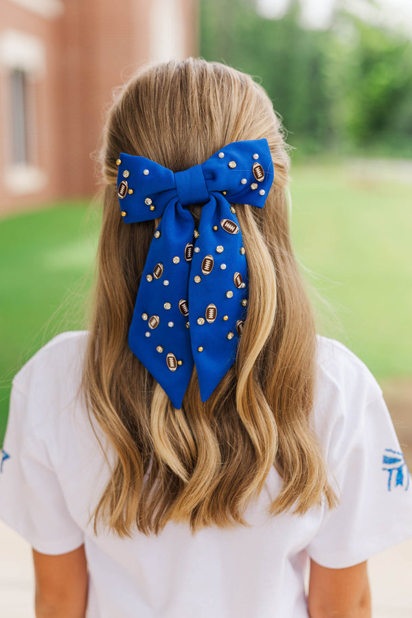 Girls: First Pick Royal Blue Football Hair Bow