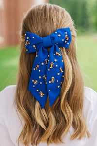 Girls: First Pick Royal Blue Football Hair Bow