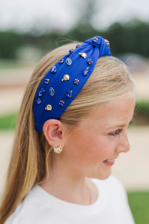 Girls: Making Headlines Royal Blue Football Headband