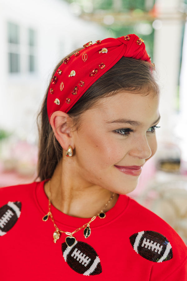 Girls: Making Headlines Red Football Headband