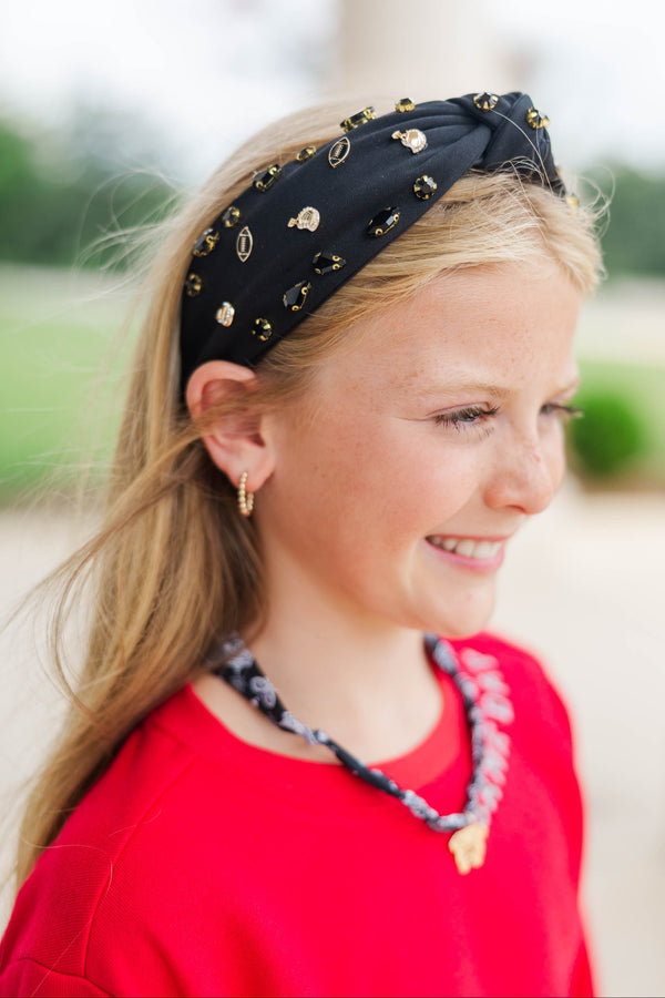 Girls: Making Headlines Black Football Headband
