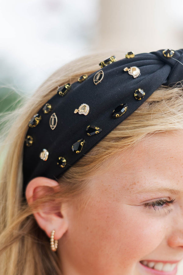 Girls: Making Headlines Black Football Headband