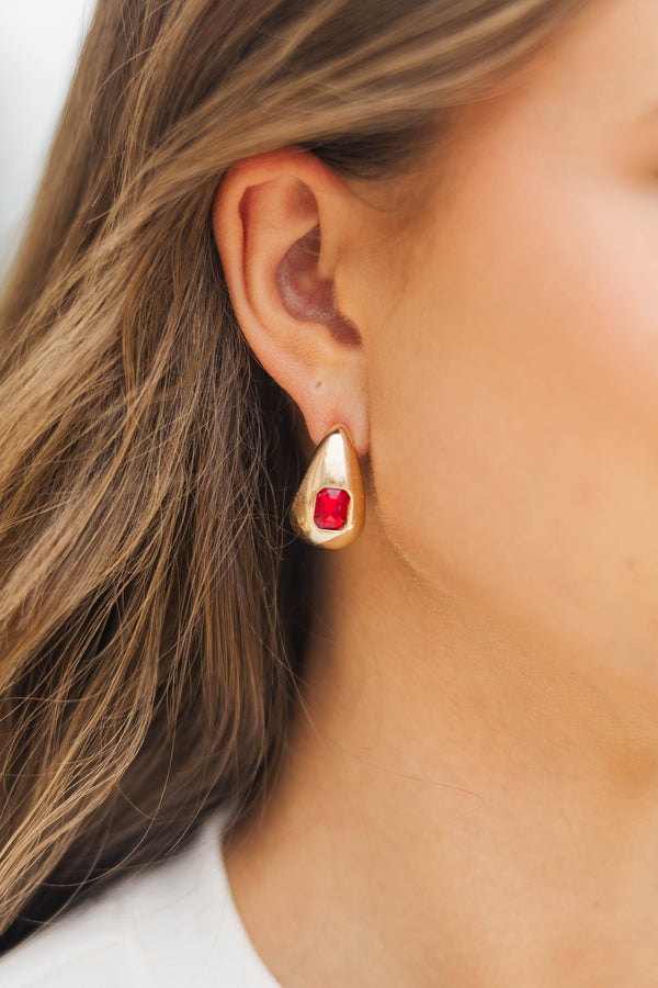 Darling Choice Red Teardrop Earrings