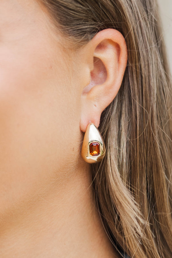 Darling Choice Orange Teardrop Earrings