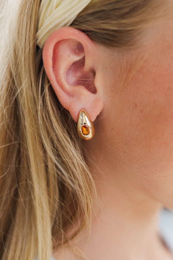 Girls: Darling Choice Orange Teardrop Earrings