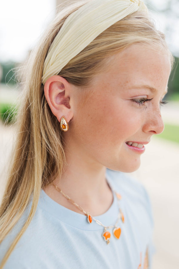 Girls: Darling Choice Orange Teardrop Earrings
