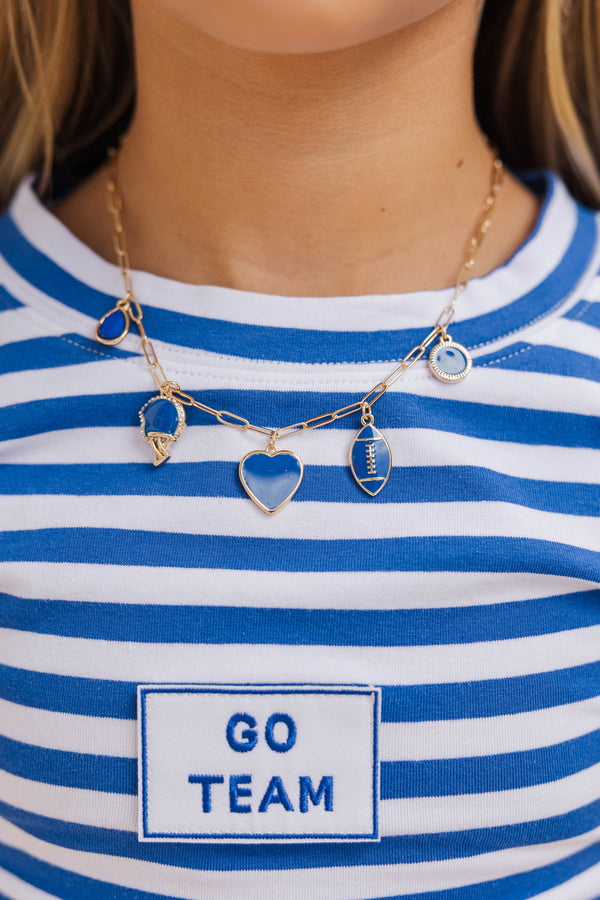 Girls: Saturday Spirit Royal Blue Gameday Charm Necklace