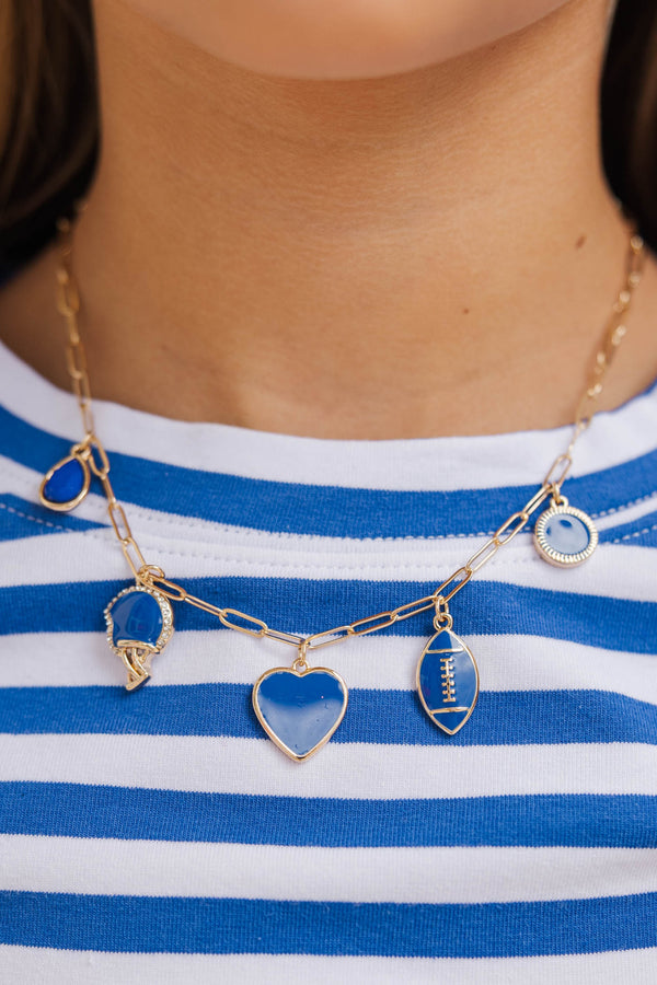 Girls: Saturday Spirit Royal Blue Gameday Charm Necklace