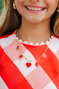Girls: Saturday Spirit Red Gameday Charm Necklace