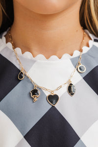 Girls: Saturday Spirit Black Gameday Charm Necklace