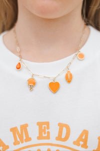 Girls: Saturday Spirit Orange Gameday Charm Necklace