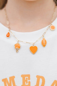 Girls: Saturday Spirit Orange Gameday Charm Necklace