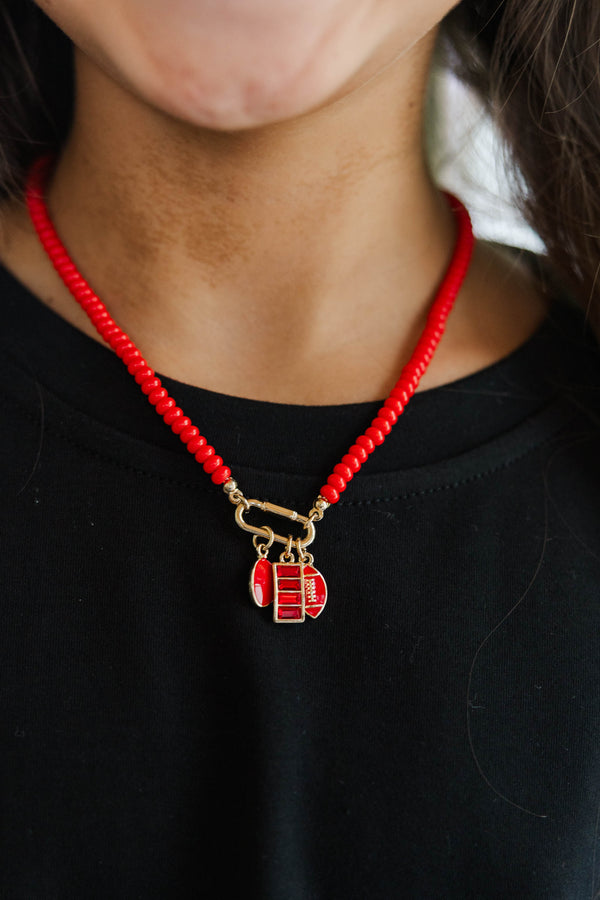 Girls: The Superfan Red Gameday Beaded Necklace