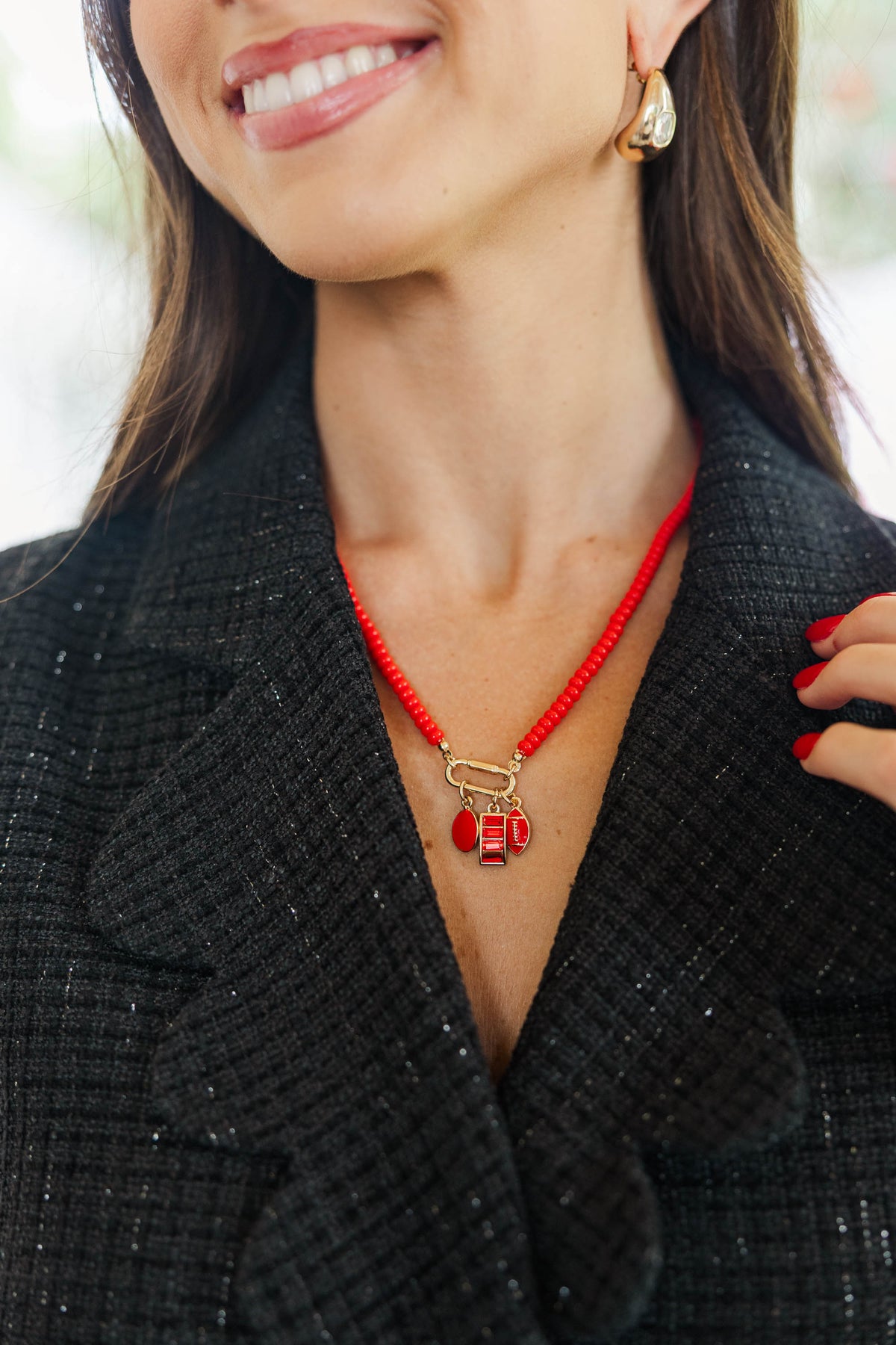 The Superfan Red Gameday Beaded Necklace – Shop the Mint