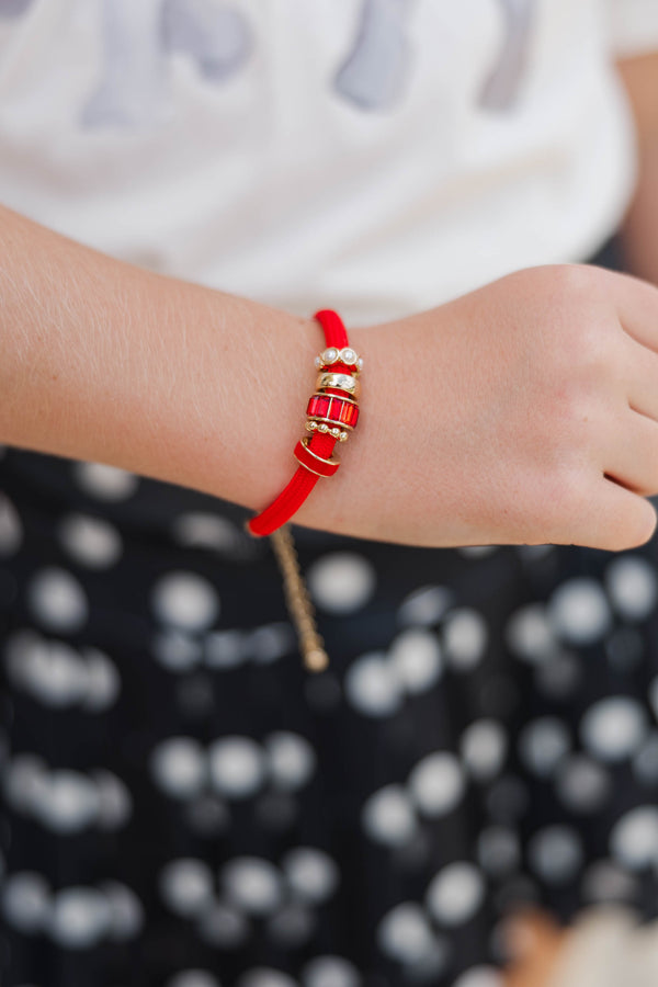 Girls: Saturday Stack Red Gameday Bracelet