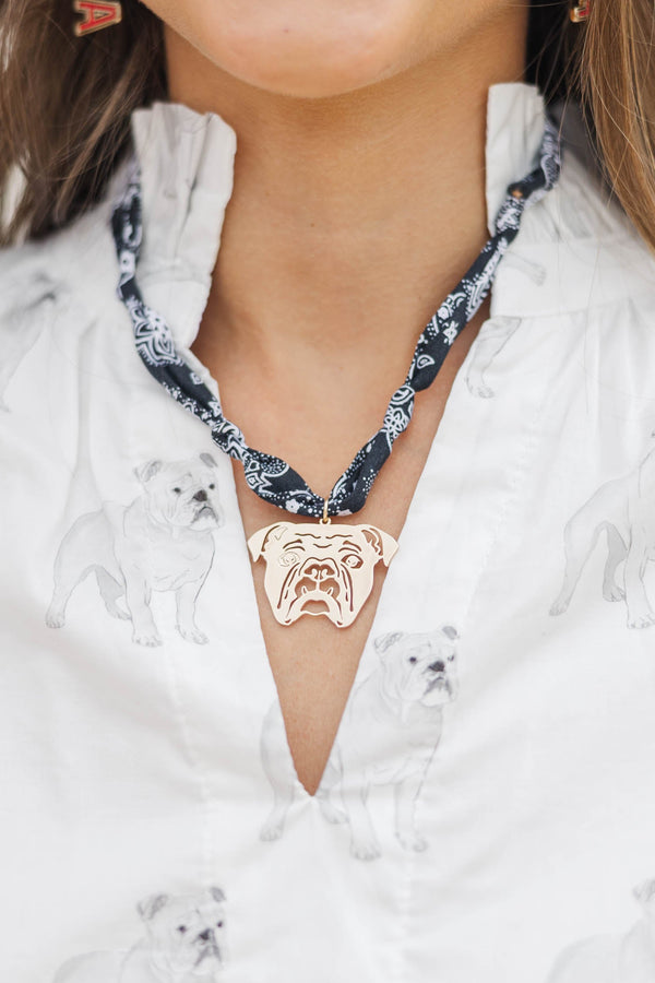 Loud And Proud Black Bulldog Necklace