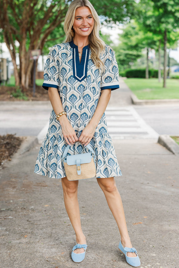 Worth Keeping Navy Medallion Dress