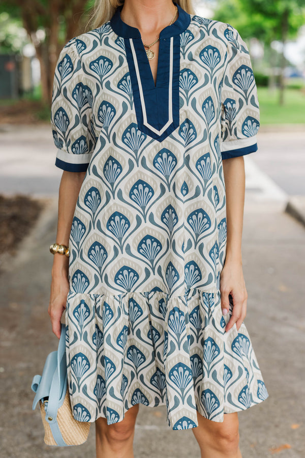 Worth Keeping Navy Medallion Dress