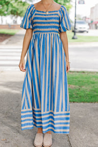 Sweetest Thing Taupe Striped Midi Dress