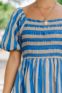 Sweetest Thing Taupe Striped Midi Dress