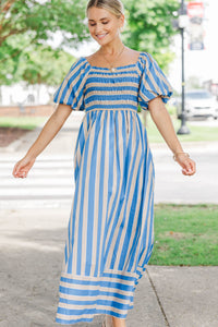 Sweetest Thing Taupe Striped Midi Dress
