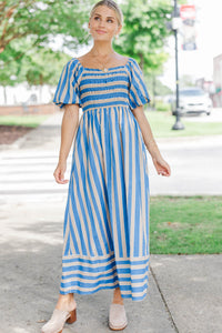 Sweetest Thing Taupe Striped Midi Dress