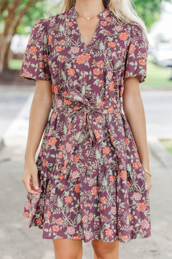 Just My Kind Burgundy Ditsy Floral Dress